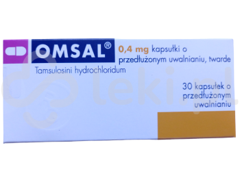 Zdjęcie przedstawia lek na receptę Omsal, kapsułki o przedłużonym uwalnianiu, twarde, 0,4 mg.