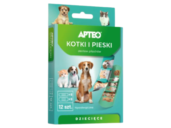 Zdjęcie przedstawia wyrób medyczny APTEO CARE Plastry dla dzieci kotki i pieski.