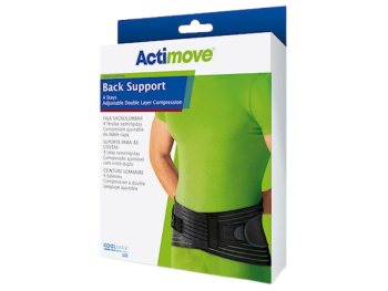 Zdjęcie przedstawia wyrób medyczny Actimove Sports Edition Back Support 4 Stays orteza lędźwiowo-krzyżowa, sprzęt medyczny.