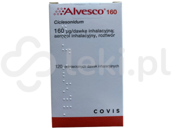 Zdjęcie przedstawia lek na receptę Alvesco 160, aerozol inhalacyjny, roztwór, 160 µg.