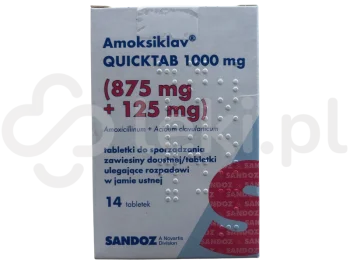 Zdjęcie produktu Amoksiklav QUICKTAB, tabletki do sporządzania zawiesiny doustnej, 875 mg + 125 mg