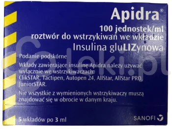 Zdjęcie produktu Apidra, roztwór do wstrzykiwań, 100 j.m./ml