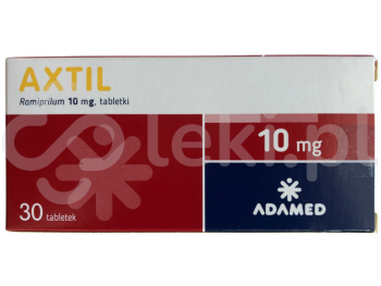 Zdjęcie przedstawia lek na receptę Axtil, tabletki, 10 mg.