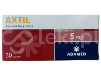 Zdjęcie przedstawia lek na receptę Axtil, tabletki, 5 mg.