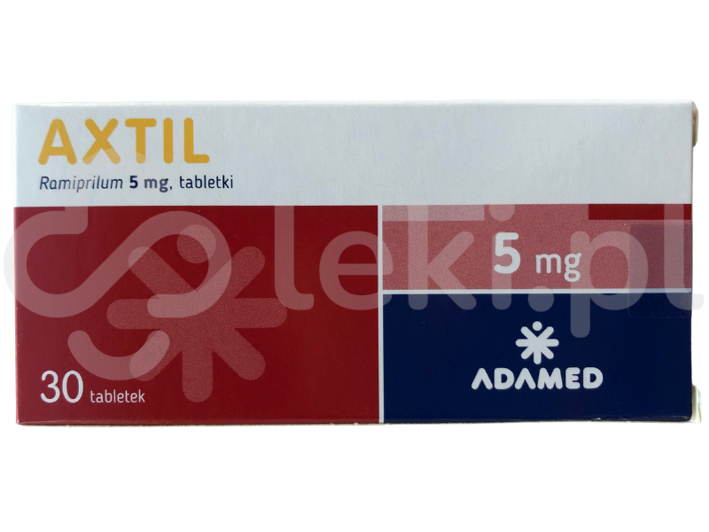 Zdjęcie przedstawia lek na receptę Axtil, tabletki, 5 mg.