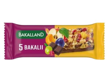 Zdjęcie przedstawia środek spożywczy BAKALLAND BA! Baton zbożowy 5 bakalii.