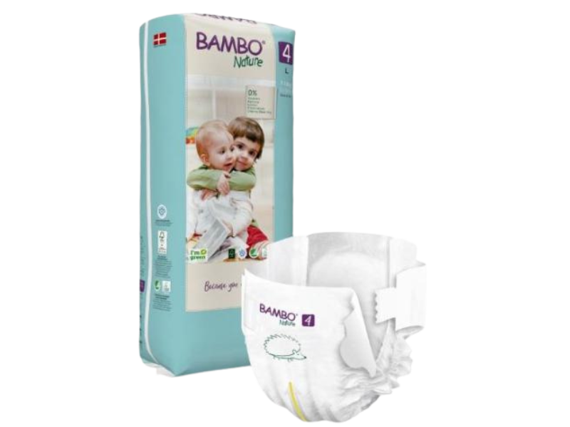 Zdjęcie przedstawia wyrób medyczny BAMBO Nature Pieluszki 4 Maxi, środki chłonne.