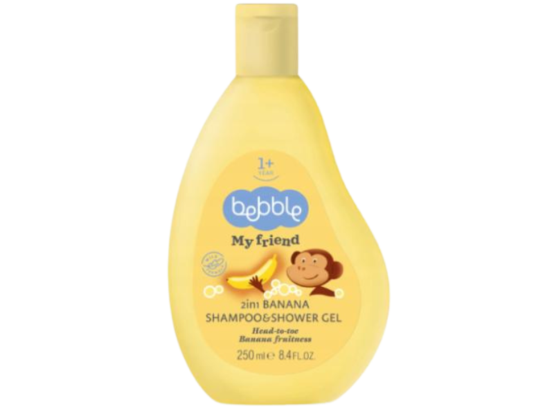 Zdjęcie przedstawia kosmetyk BEBBLE Szampon i żel pod prysznic 2w1 Bananowy.