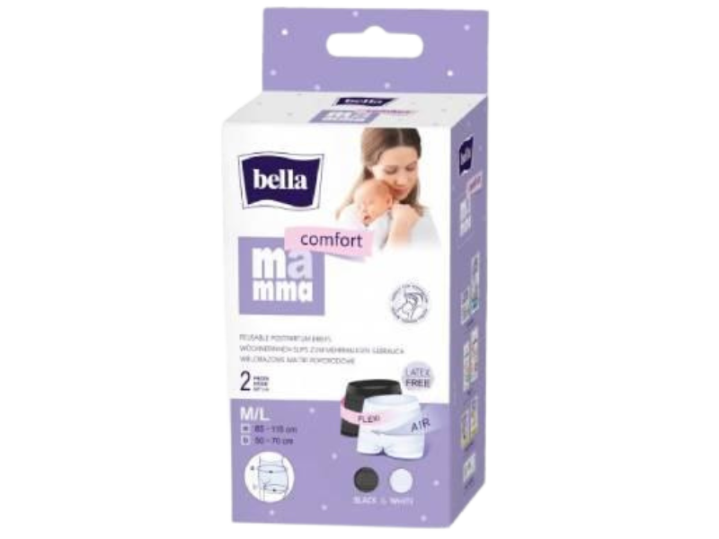 Zdjęcie przedstawia wyrób medyczny BELLA MAMMA Wielorazowe majtki poporodowe, sprzęt medyczny.