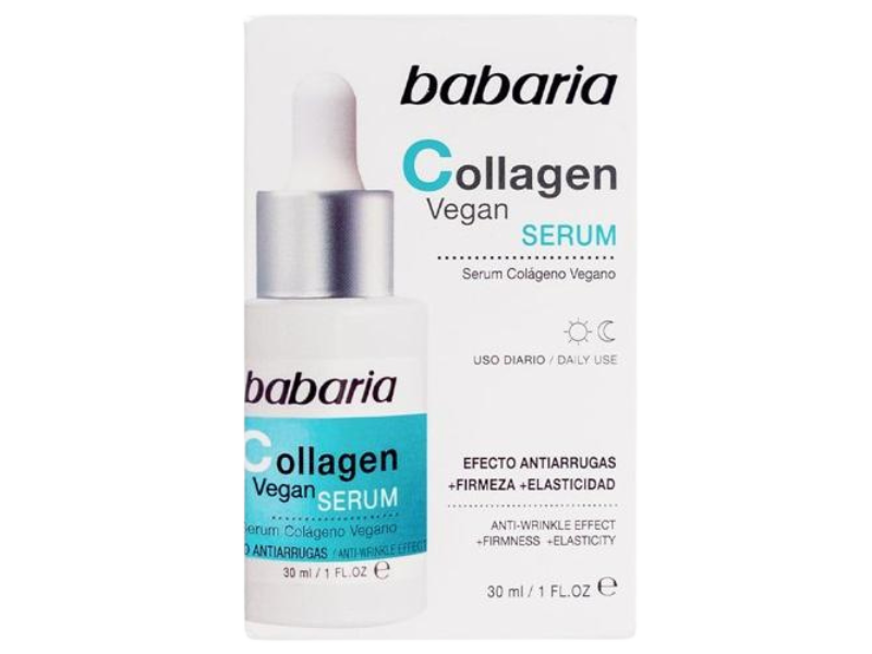 Zdjęcie przedstawia kosmetyk Babaria Collagen Vegan Serum z kolagenem i witaminą B5.
