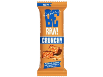 Zdjęcie przedstawia środek spożywczy BeRAW Baton Crunchy Peanuts & Caramel.