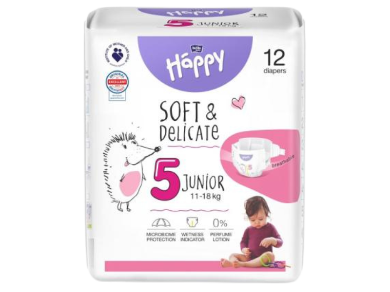 Zdjęcie przedstawia wyrób medyczny Bella Baby Happy Soft & Delicate Junior 5, środki chłonne.