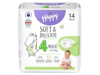 Zdjęcie przedstawia wyrób medyczny Bella Baby Happy Soft & Delicate Maxi 4, środki chłonne.