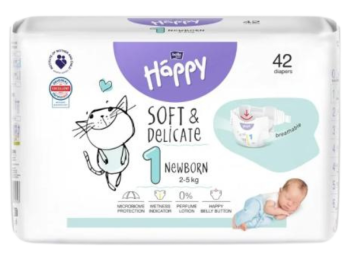 Zdjęcie przedstawia wyrób medyczny Bella Baby Happy Soft & Delicate Newborn 1, środki chłonne.