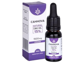 Zdjęcie przedstawia suplement diety CANNOVA Natural CBG Oil 15%, krople doustne, 15%.