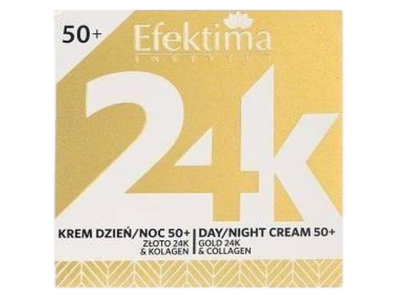 Zdjęcie przedstawia kosmetyk EFEKTIMA 24K Krem do twarzy dzień/noc 50+.
