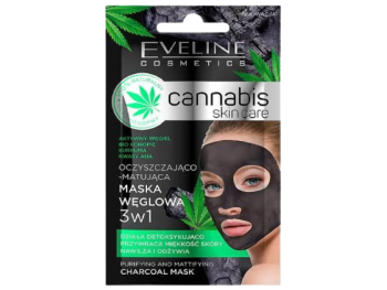 Zdjęcie przedstawia kosmetyk EVELINE Cannabis Skin Care Maska węglowa do twarzy 3w1.