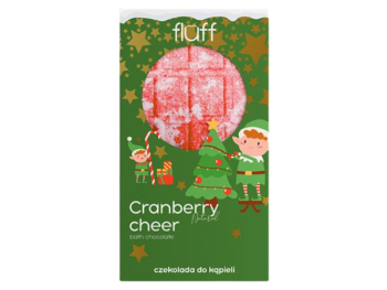 Zdjęcie przedstawia dermokosmetyk FLUFF Musująca czekolada do kąpieli Cranberry Cheer, kostki.