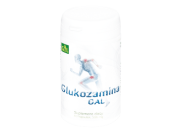 Zdjęcie przedstawia suplement diety Glukozamina GAL, kapsułki, 500 mg.