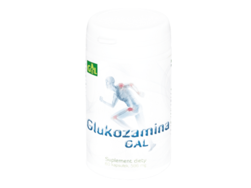 Zdjęcie przedstawia suplement diety Glukozamina GAL, kapsułki, 500 mg.
