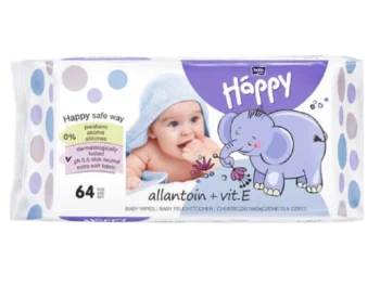 Zdjęcie produktu HAPPY Chusteczki nawilżane dla dzieci z witaminą E i alantoiną
