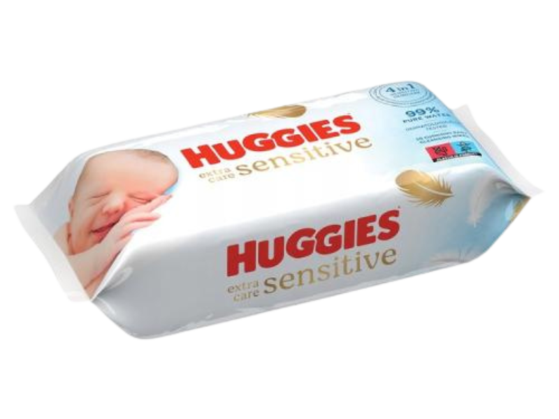Zdjęcie przedstawia wyrób medyczny HUGGIES Pure Extra Care, chusteczki.