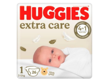 Zdjęcie przedstawia wyrób medyczny Huggies Extra Care, pieluchy.