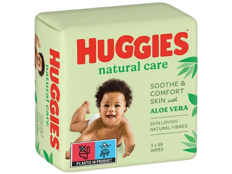 Zdjęcie przedstawia wyrób medyczny Huggies Natural Care Chusteczki nawilżane.