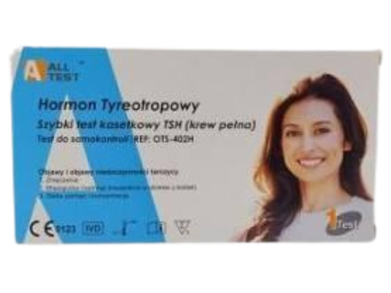 Zdjęcie przedstawia wyrób medyczny INTEGRA DIAGNOSTIC Szybki Test Kasetkowy TSH, test diagnostyczny.
