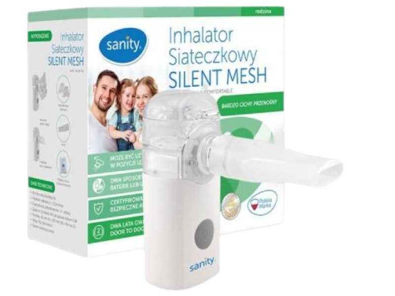 Zdjęcie przedstawia wyrób medyczny Inhalator siateczkowy SILENT MESH Sanity, inhalator/nebulizator.