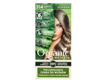 Zdjęcie przedstawia kosmetyk JOANNA NATURIA ORGANIC VEGAN Farba 314 popielaty, krem.