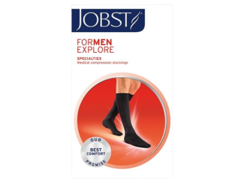 Zdjęcie przedstawia wyrób medyczny JOBST FORMEN EXPLORE podkolanówki CCL1 czarny, sprzęt medyczny.