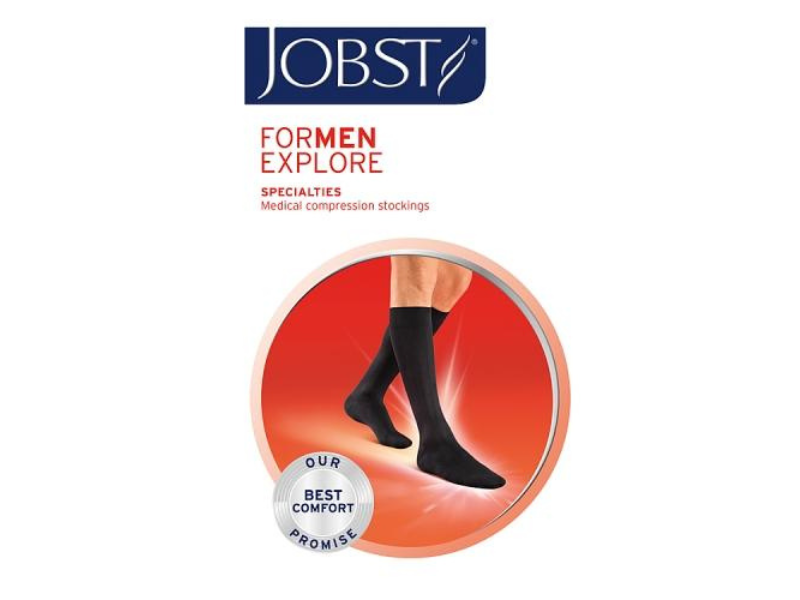 Zdjęcie przedstawia wyrób medyczny JOBST FORMEN EXPLORE podkolanówki uciskowe CCL1 granatowy.