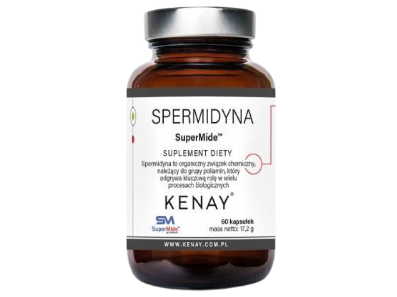 Zdjęcie przedstawia suplement diety Kenay Spermidyna SuperMide, kapsułki, 5,4 mg.