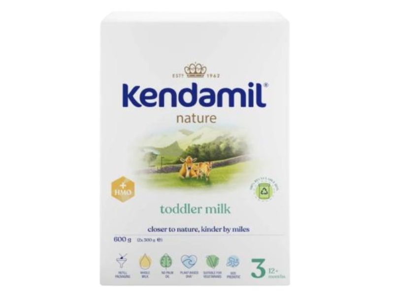 Zdjęcie przedstawia środek spożywczy Kendamil Nature 3 HMO+, proszek.