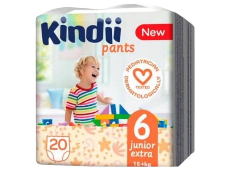 Zdjęcie przedstawia wyrób medyczny Kindii Pants Junior Extra Pieluchomajtki