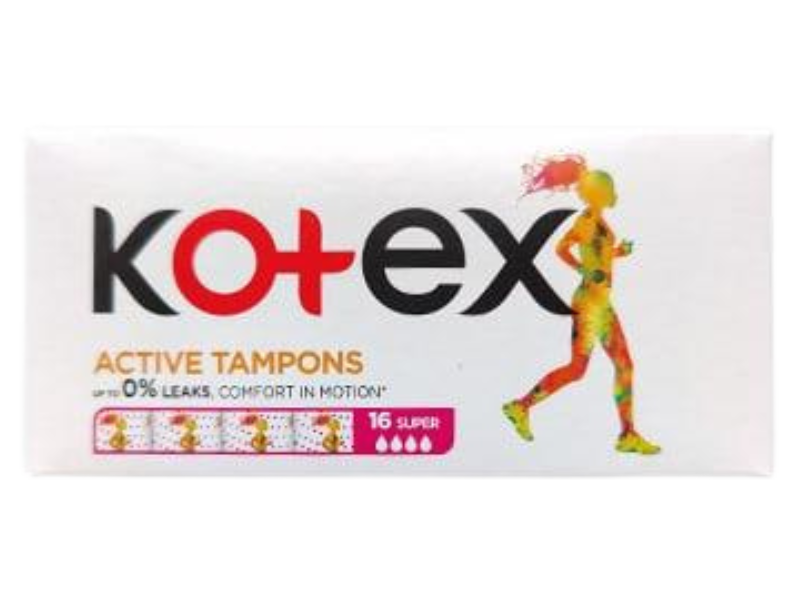 Zdjęcie przedstawia wyrób medyczny Kotex Active Super tampony.