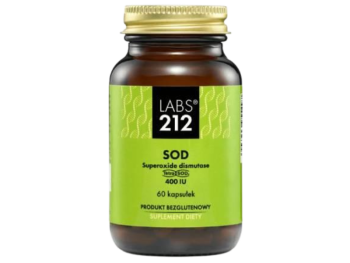 Zdjęcie przedstawia suplement diety LABS212 SOD superoxide dismutase, kapsułki, 13,3 mg.