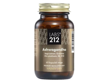 Zdjęcie przedstawia suplement diety Labs212 Ashwagandha, kapsułki.