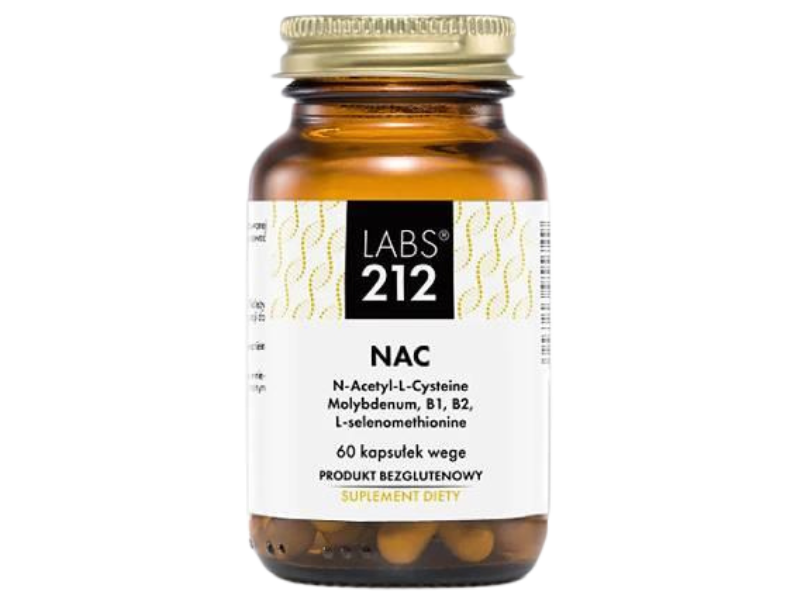 Zdjęcie przedstawia suplement diety Labs212 NAC Ochrona wątroby, kapsułki.