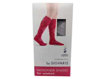 Zdjęcie przedstawia wyrób medyczny MICROFIBER SHADES Skarpety kompresyjne dla kobiet platin romby, 15-18 mmHg