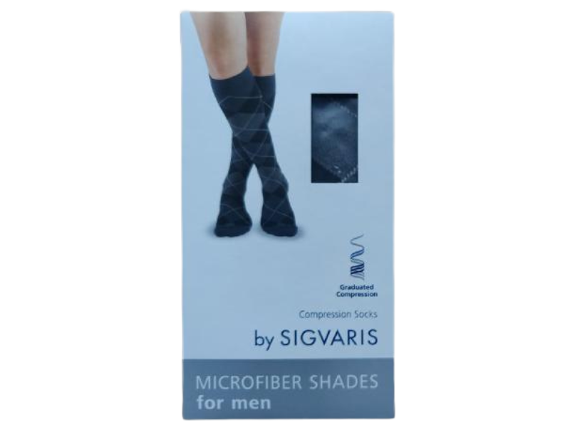 Zdjęcie przedstawia wyrób medyczny MICROFIBER SHADES Skarpety kompresyjne dla mężczyzn graphite romby, 15-18 mmHg.