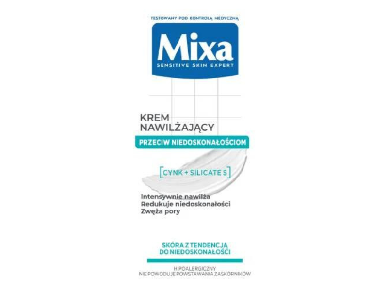 Zdjęcie przedstawia kosmetyk MIXA Nawilżający przeciw niedoskonałościom, krem.