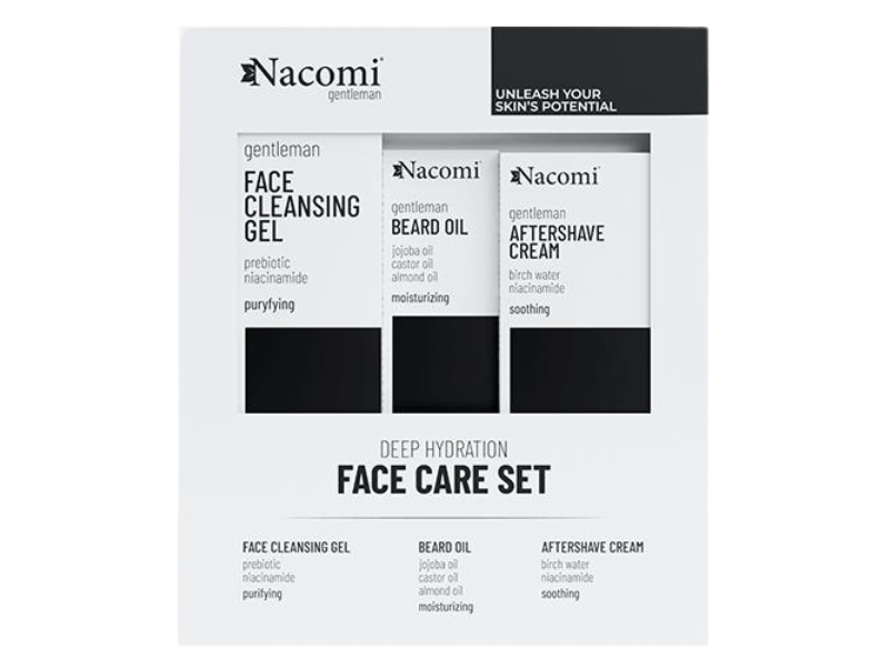 Zdjęcie przedstawia NACOMI Gentleman Face Care Set Zestaw prezentowy dla mężczyzn.