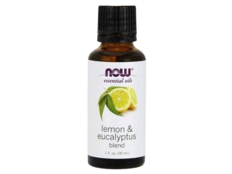 Zdjęcie przedstawia kosmetyk NOW Lemon & Eucalyptus Oil Blend Olejek eteryczny.
