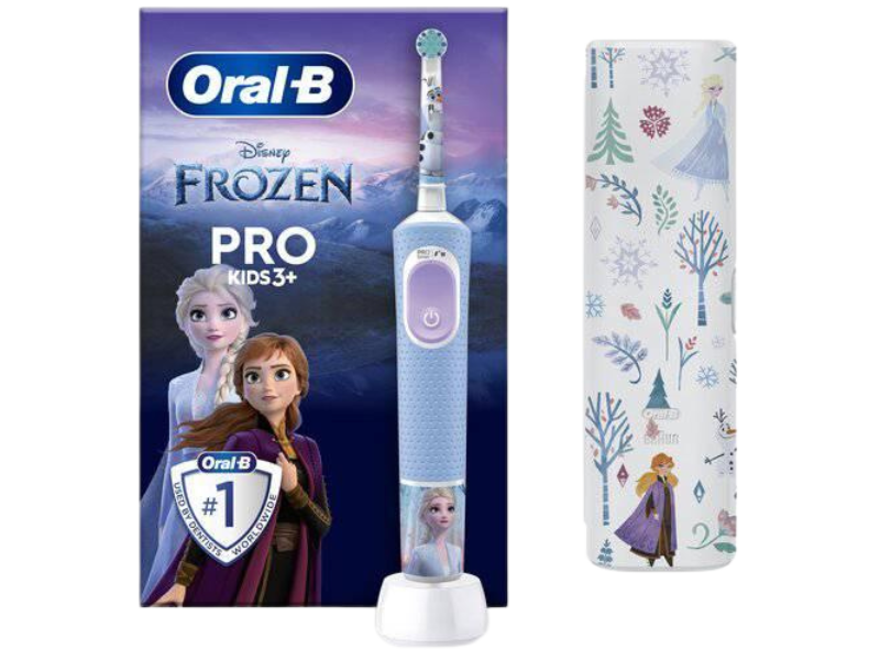 Zdjęcie przedstawia wyrób medyczny ORAL-B Szczoteczka elektryczna Pro Kids 3+ Frozen + Etui, sprzęt medyczny.