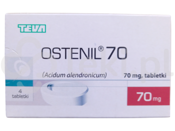 Zdjęcie przedstawia lek na receptę Ostenil, tabletki, 70 mg.