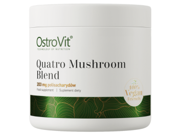 Zdjęcie przedstawia suplement diety OstroVit Quatro Mushroom Blend VEGE, proszek.