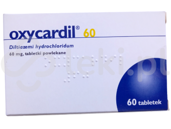 Zdjęcie przedstawia lek na receptę Oxycardil, tabletki powlekane, 60 mg.