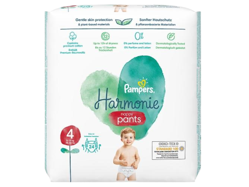 Zdjęcie przedstawia wyrób medyczny PAMPERS Harmonie Pants Pieluchomajtki.